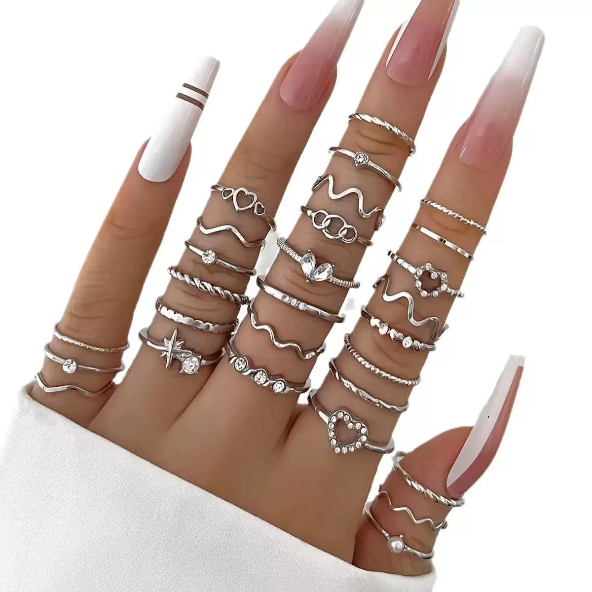 ShinyWave 23-Piece Luxury Zircon Ring Set